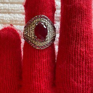 Red and Clear "Jeweled" Ring.